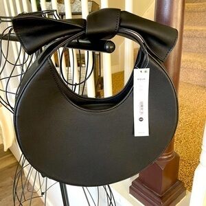 AQUA Faux Leather Round Bag w/ Bow